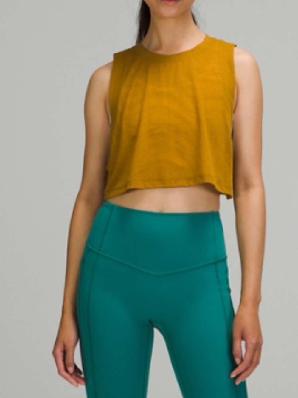 Lululemon Women's Mustard Sleeveless Cropped Tank Top